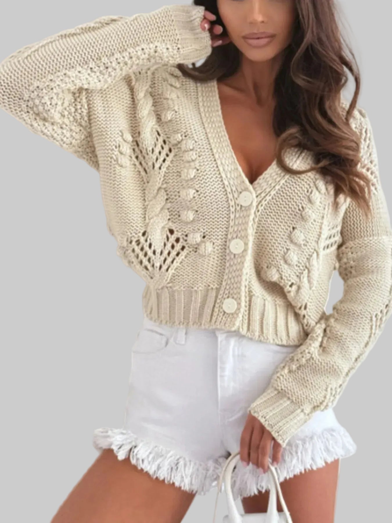 Button Up V-Neck Cardigan | The Nichole Collection