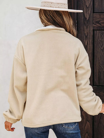 Fleece Colorblock Patchwork Zipped Neck Pullover Sweatshirt The Nichole Collection - Official Site