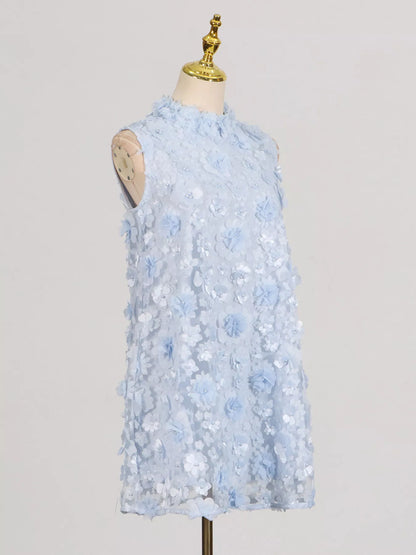 Floral Applique High Neck Sleeveless Mini Dress The Nichole Collection - Official Site