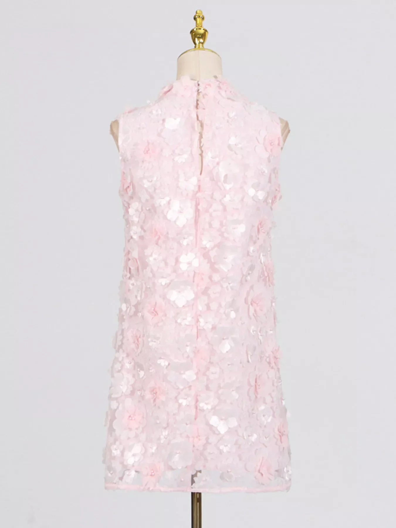 Floral Applique High Neck Sleeveless Mini Dress The Nichole Collection - Official Site