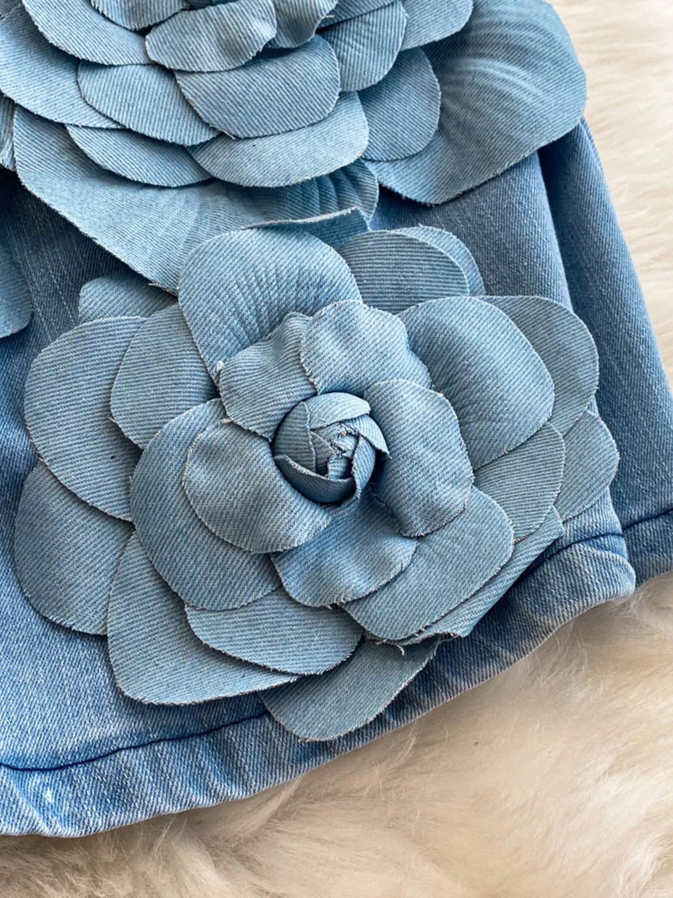 Floral Applique Strapless Denim Dress The Nichole Collection - Official Site