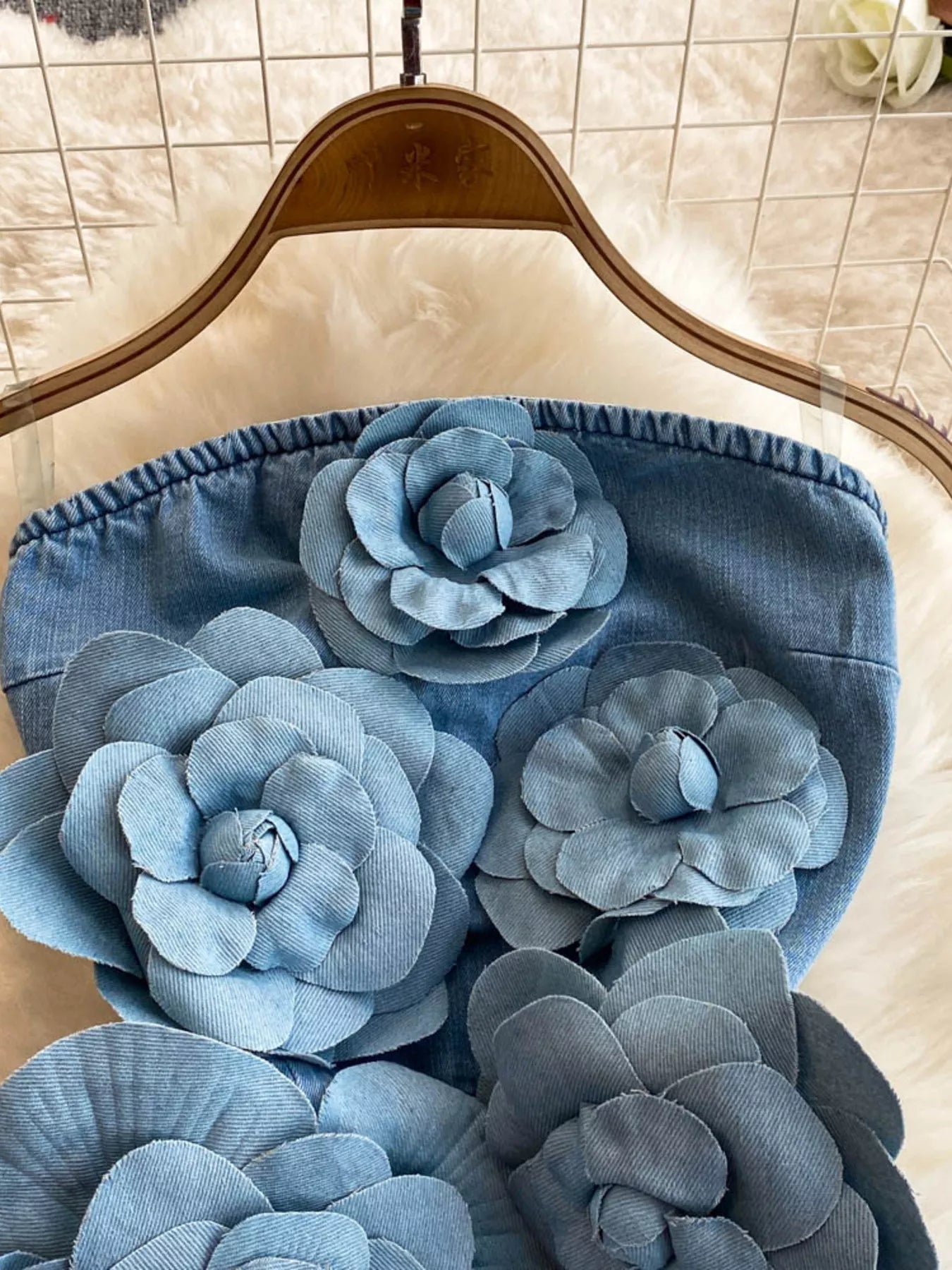 Floral Applique Strapless Denim Dress The Nichole Collection - Official Site