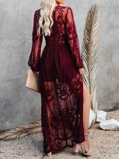 Floral Lace Slit Maxi Dress Maxi Dresses The Nichole Collection - Official Site