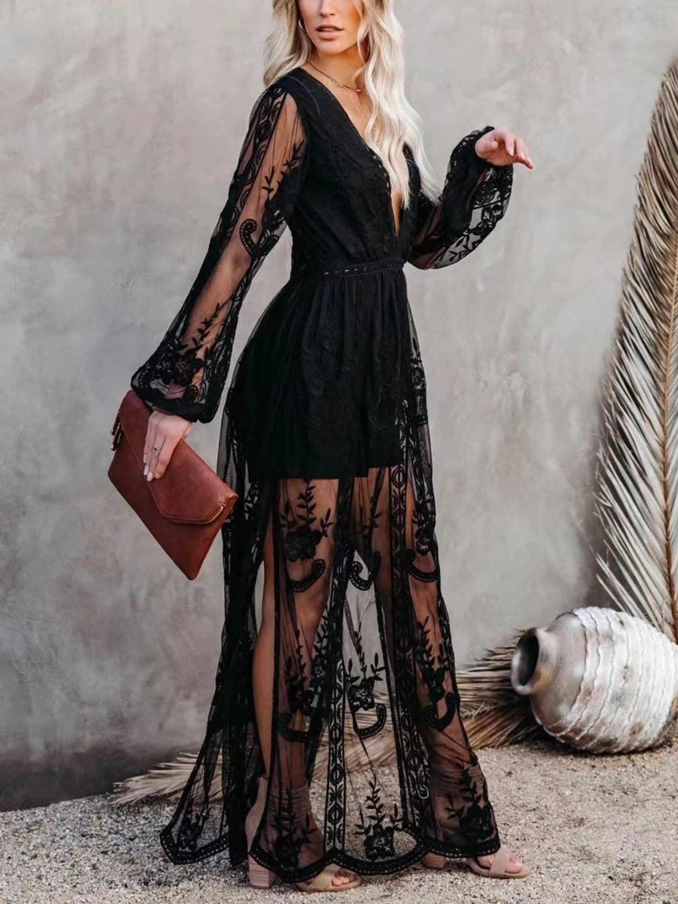 Floral Lace Slit Maxi Dress Maxi Dresses The Nichole Collection - Official Site