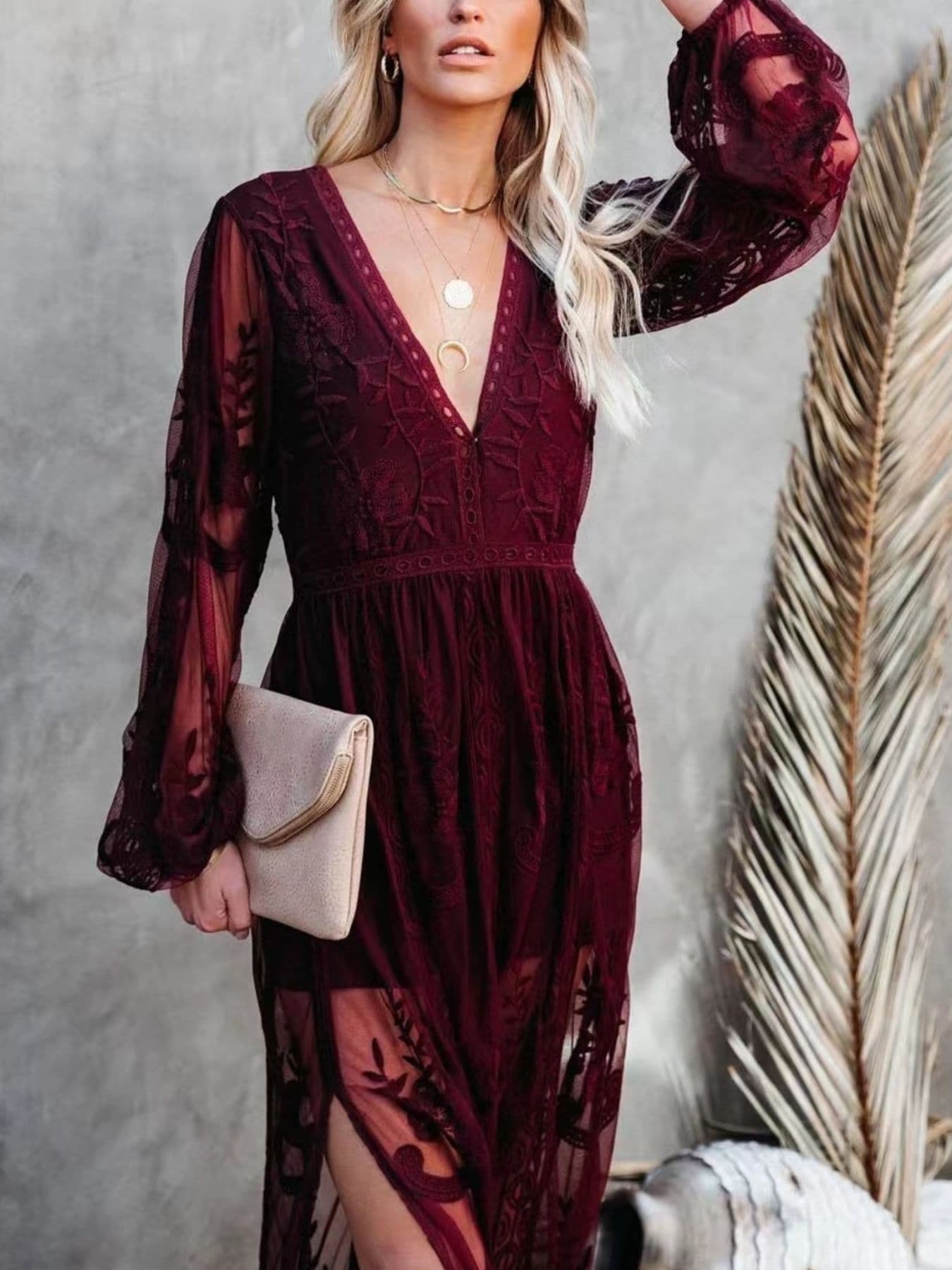 Floral Lace Slit Maxi Dress Maxi Dresses The Nichole Collection - Official Site