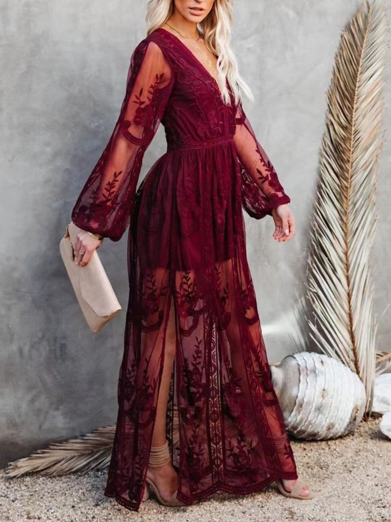 Floral Lace Slit Maxi Dress Maxi Dresses The Nichole Collection - Official Site