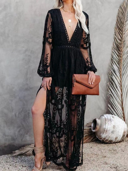 Floral Lace Slit Maxi Dress Maxi Dresses The Nichole Collection - Official Site