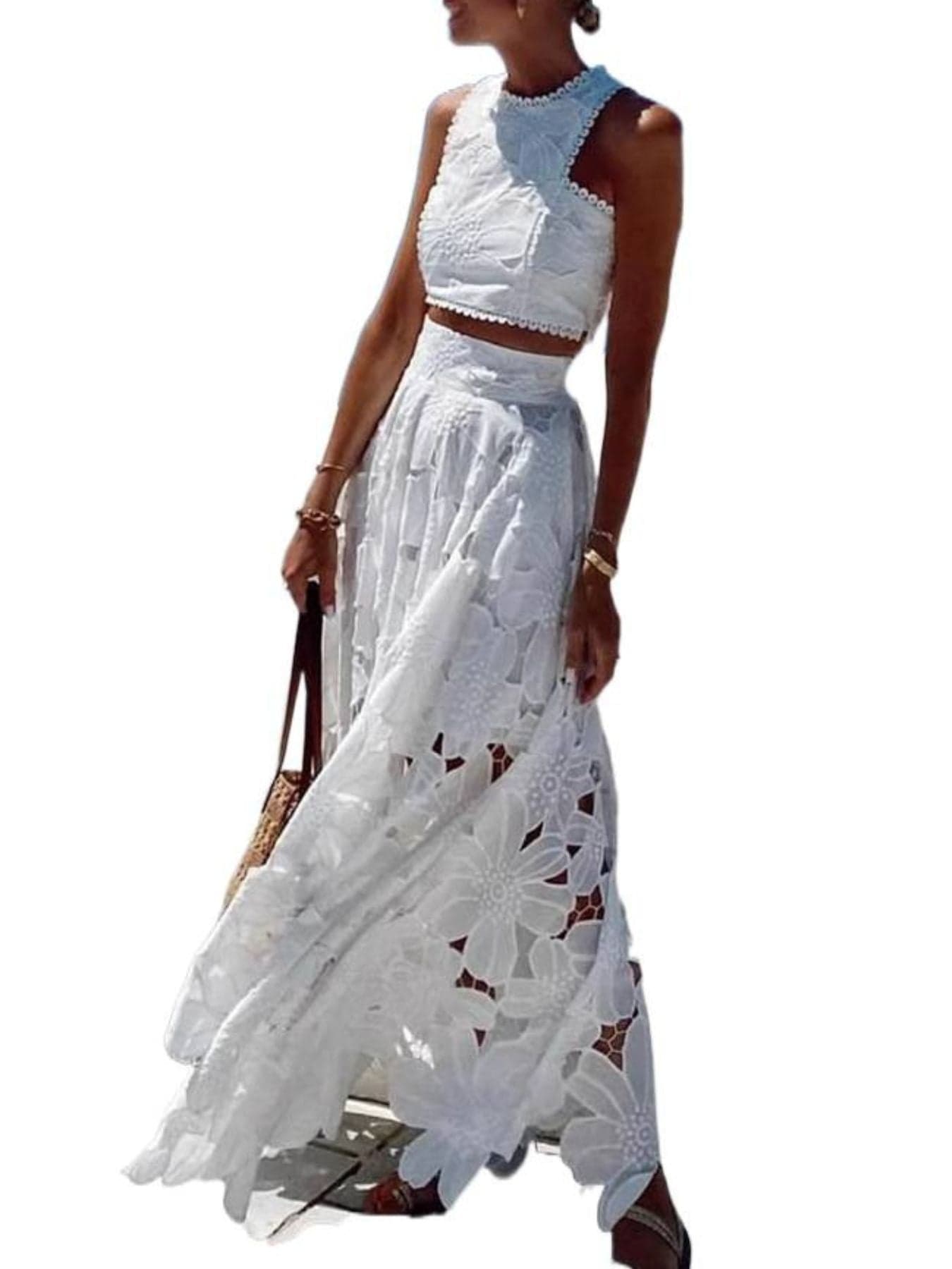 Floral Lace Tank and Skirt Set Dresses The Nichole Collection