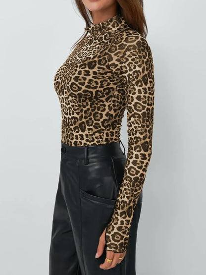 Floral Mock Neck Long Sleeve Semi-Sheer Top Shirts & Tops The Nichole Collection