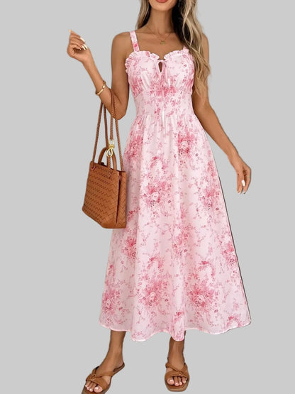 Floral Print Frill Trim Cami Dress Pink / S The Nichole Collection - Official Site