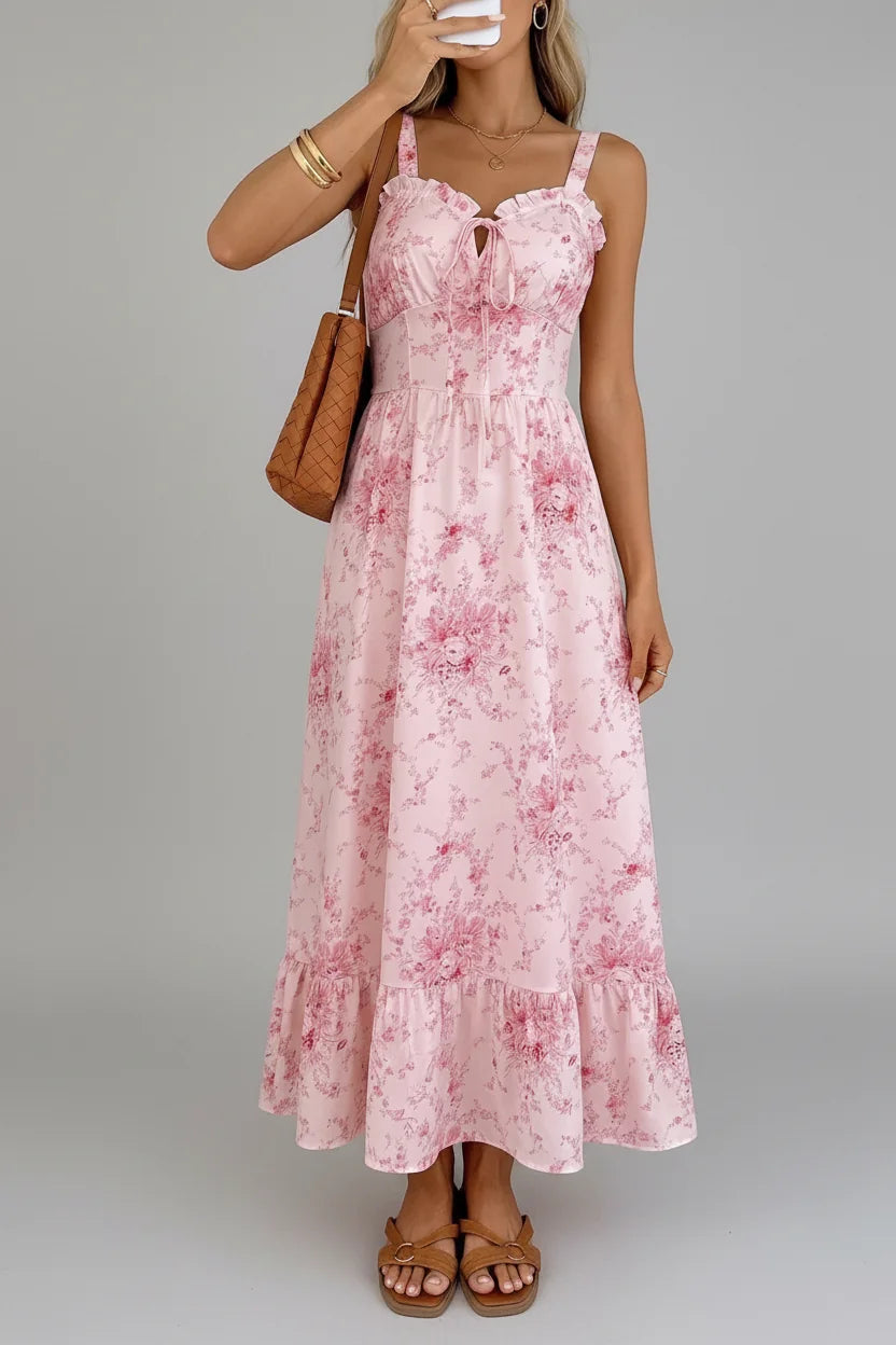 Floral Print Frill Trim Cami Dress The Nichole Collection - Official Site