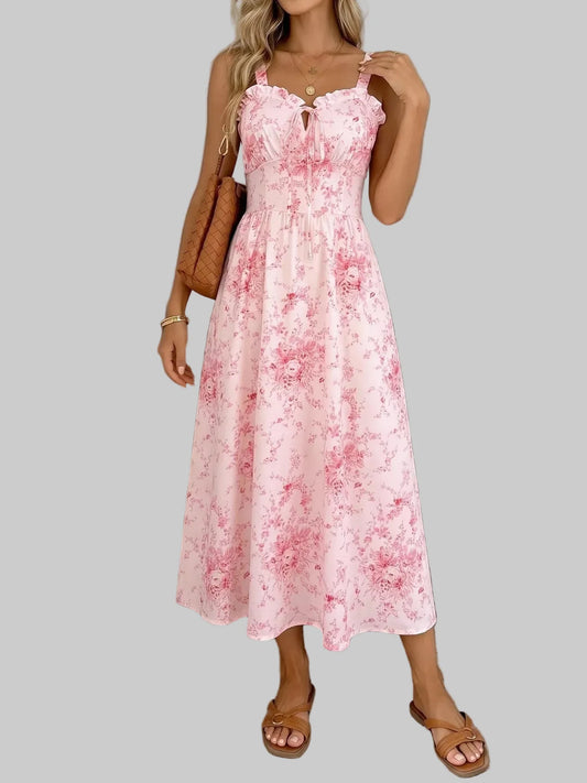 Floral Print Frill Trim Cami Dress The Nichole Collection - Official Site