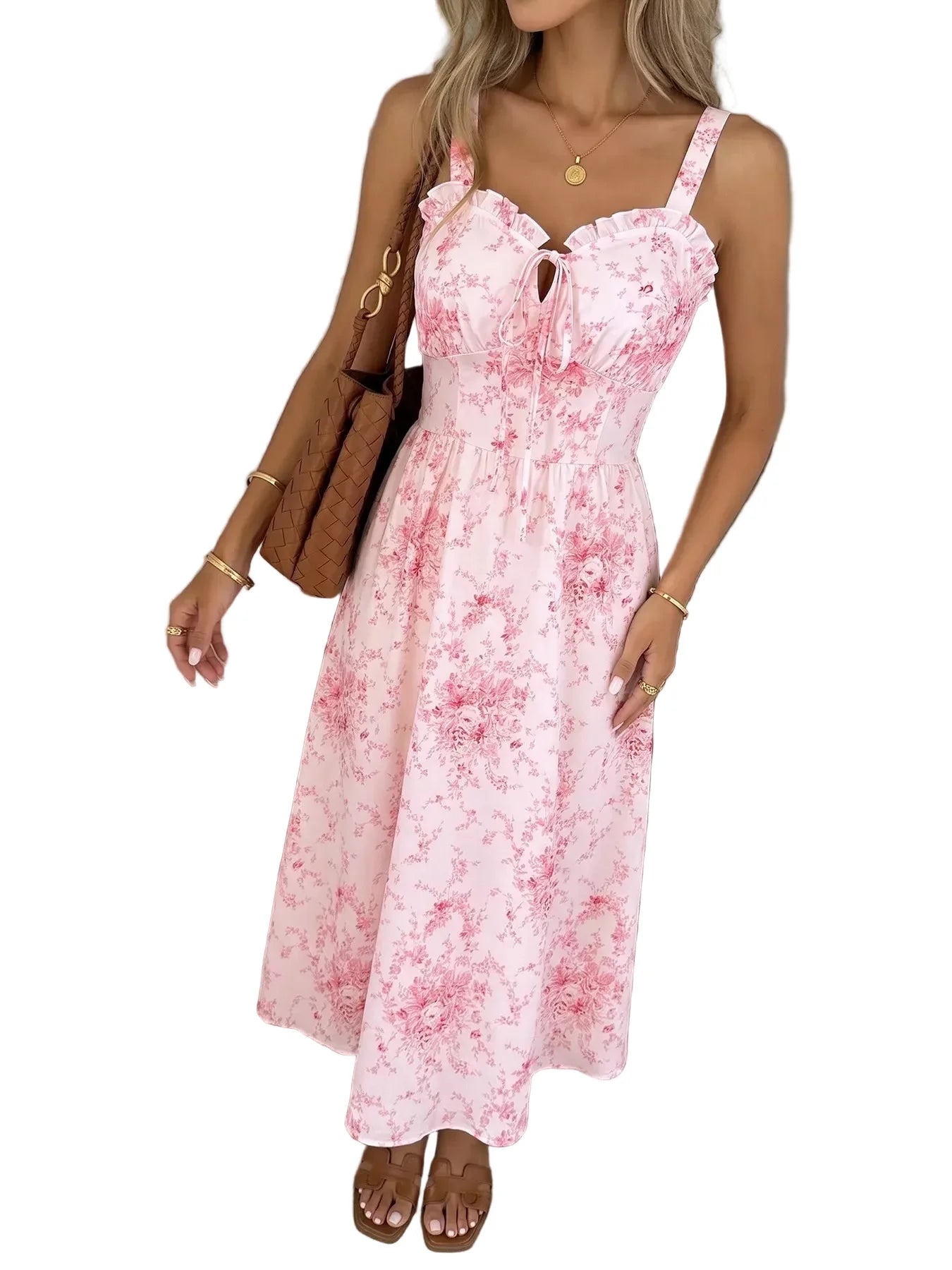 Floral Print Frill Trim Cami Dress The Nichole Collection - Official Site
