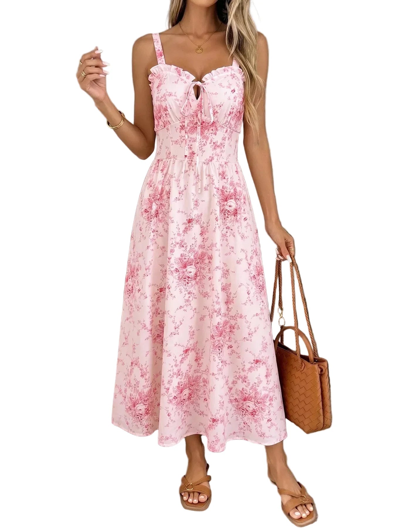 Floral Print Frill Trim Cami Dress The Nichole Collection - Official Site