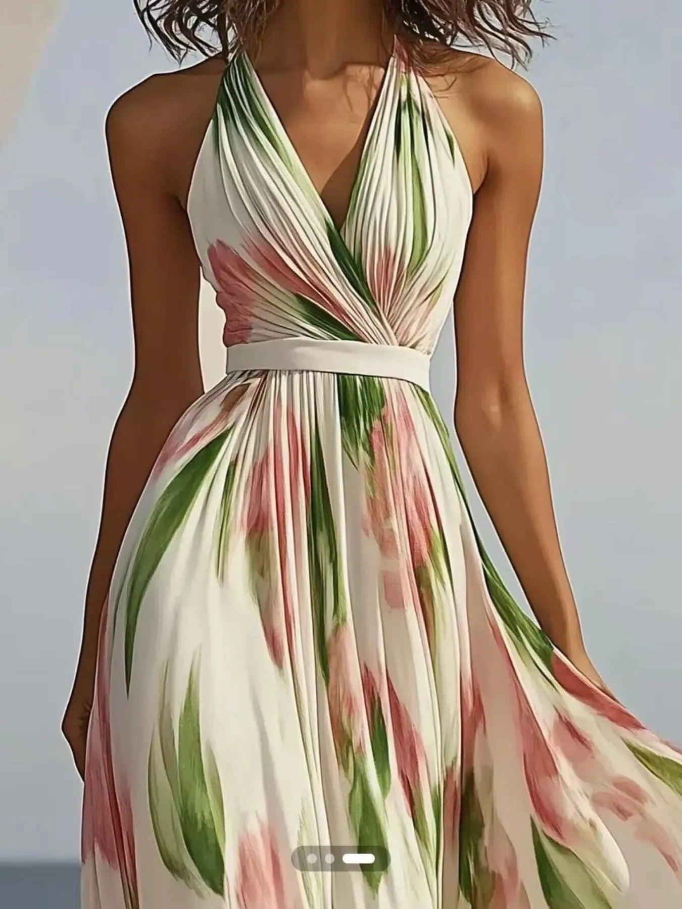 Floral Print Halter Neck Maxi Dress The Nichole Collection - Official Site