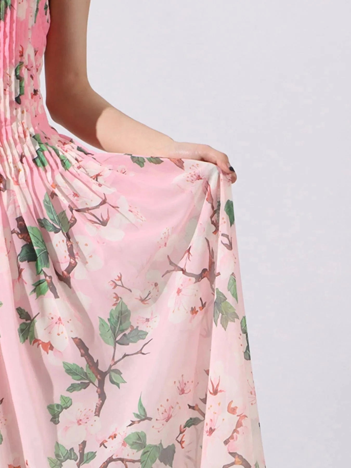 Floral Print Pleated Maxi Dress Dresses The Nichole Collection