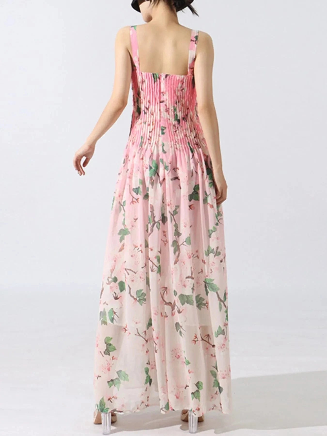 Floral Print Pleated Maxi Dress Dresses The Nichole Collection