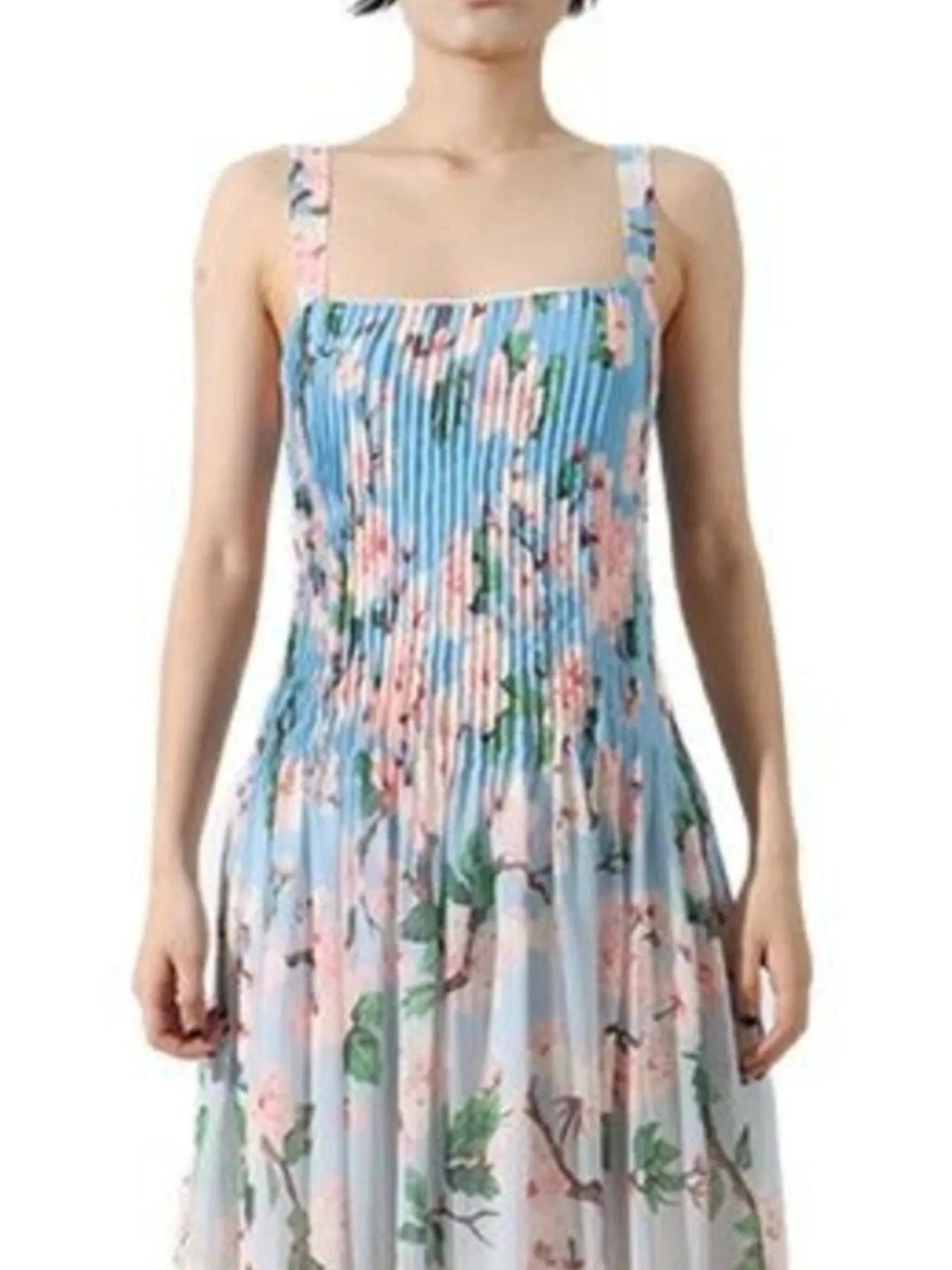 Floral Print Pleated Maxi Dress Dresses The Nichole Collection