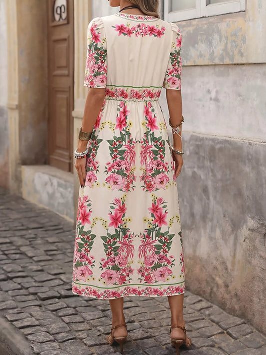 Floral Print V-Neck Midi Dress Midi Dresses The Nichole Collection - Official Site