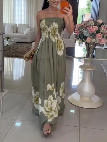 Floral Smocked Strapless Maxi Dress The Nicole Collection