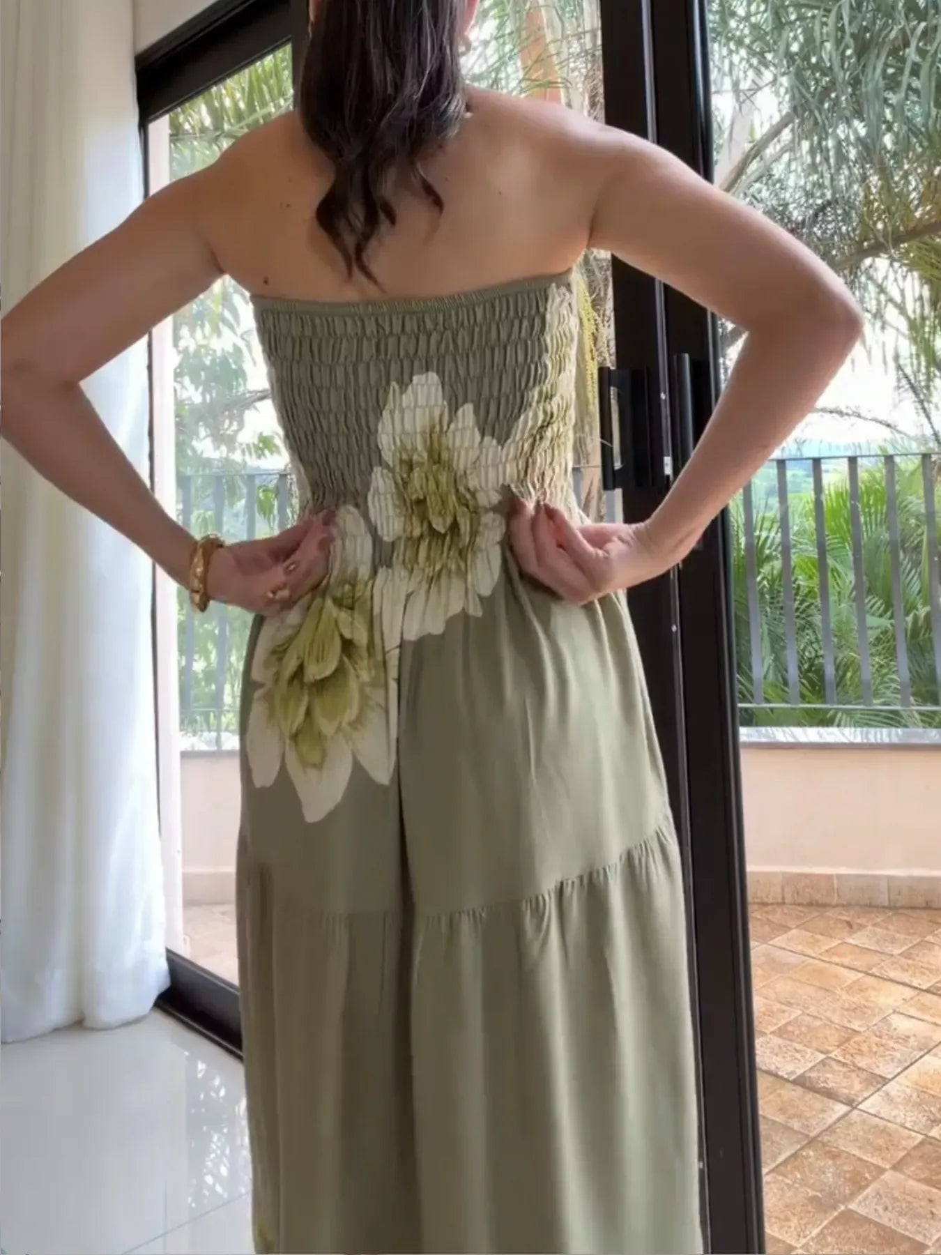 Floral Smocked Strapless Maxi Dress The Nicole Collection