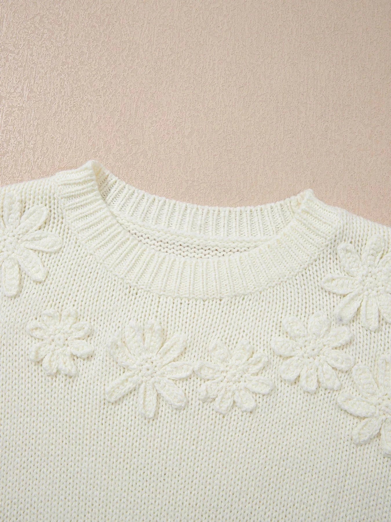 Flower Detail Puff Sleeve Sweater Sweaters The Nichole Collection