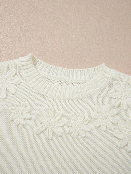 Flower Detail Puff Sleeve Sweater Sweaters The Nichole Collection