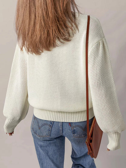 Flower Detail Puff Sleeve Sweater Sweaters The Nichole Collection