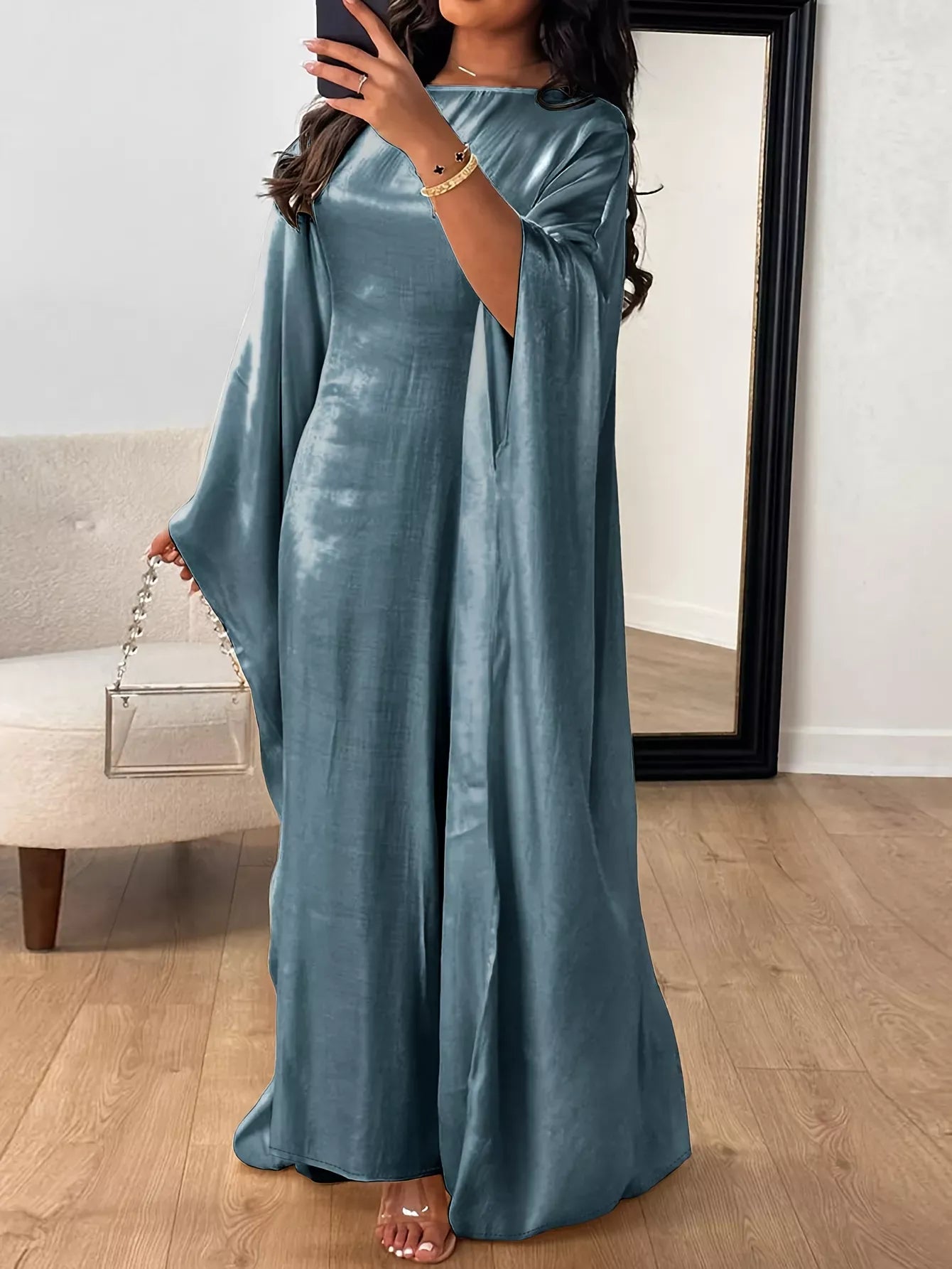 Flowing Elegance Kimono Maxi Dress Dresses Deep Teal / One Size The Nichole Collection