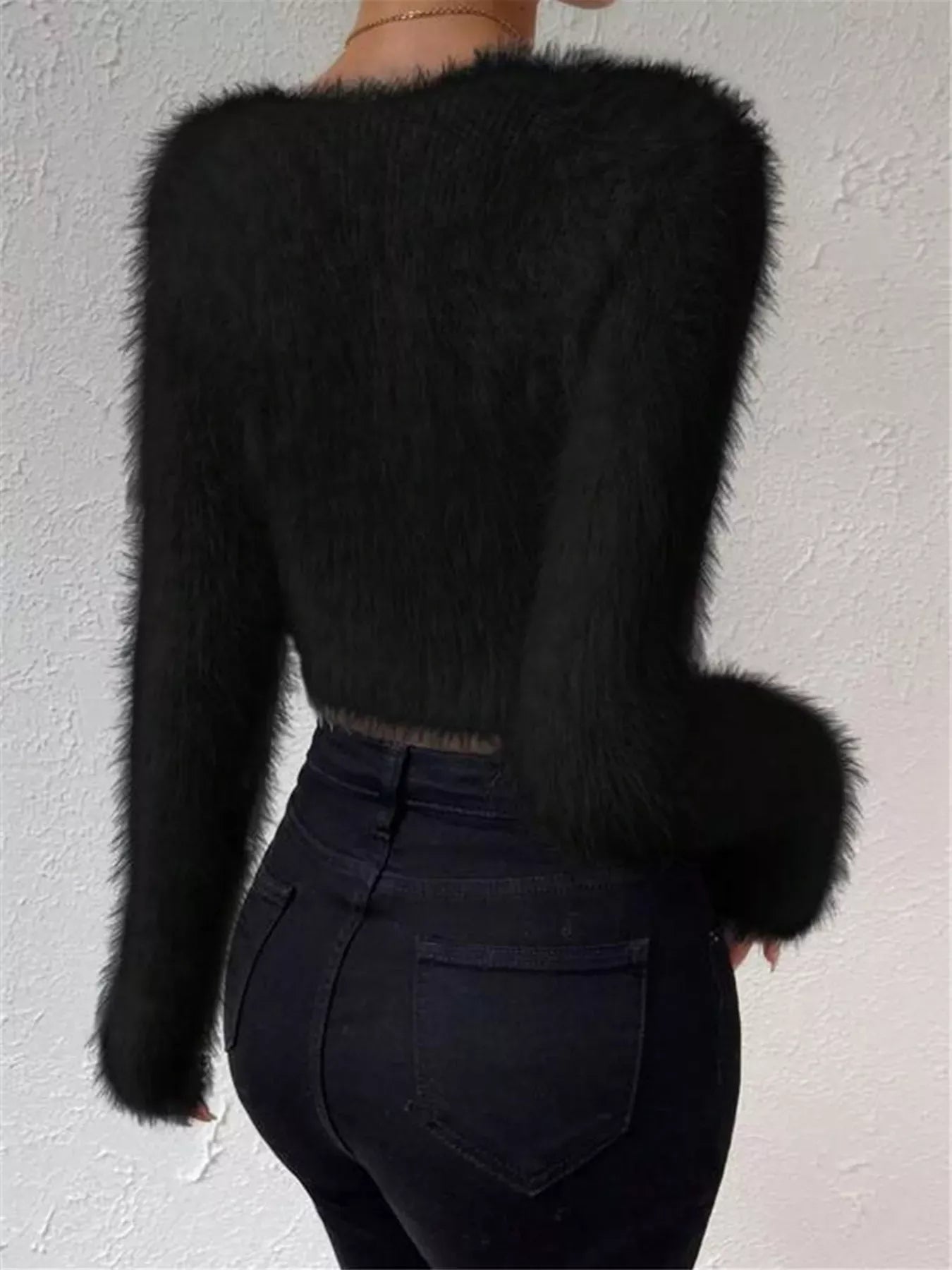 Fluffy Knit V-Neck Sweater The Nichole Collection - Official Site