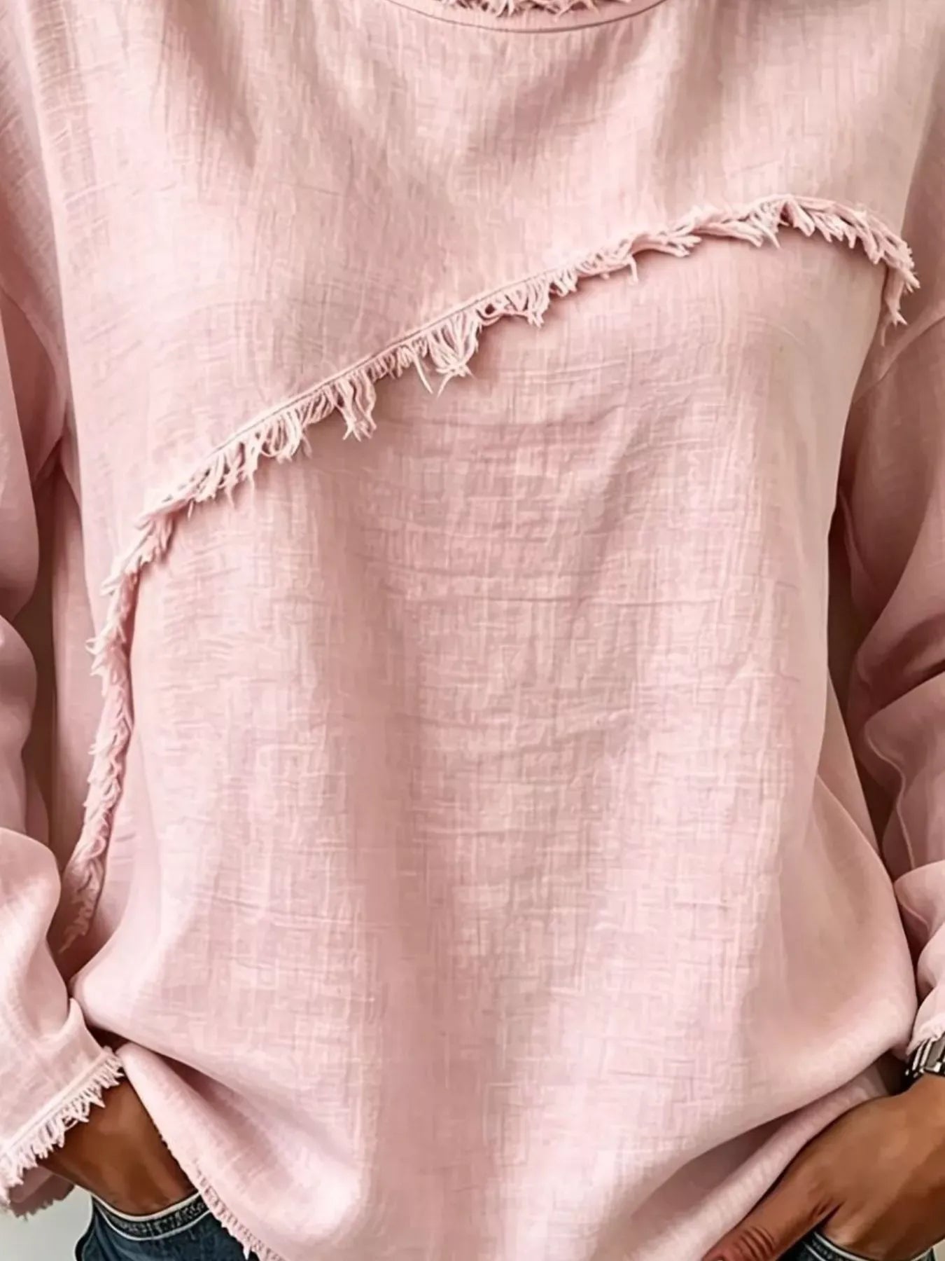 Frayed Hem Dropped Shoulder Blouse The Nichole Collection - Official Site
