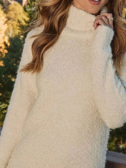 Fringe Turtleneck Long Sleeve Sweater Dress Dresses The Nichole Collection