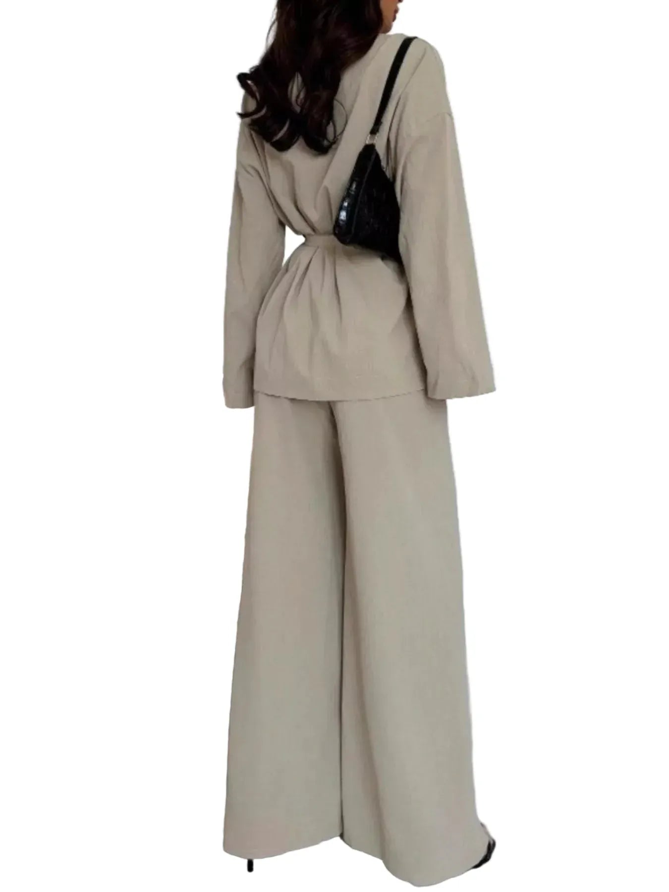Front Tied Shirt and Wide-Leg Pants Set Women's Sets The Nichole Collection