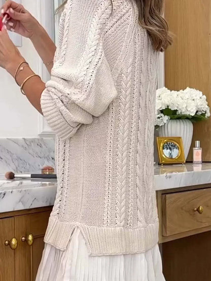 Full Size Cable-Knit Mini Sweater Dress Plus Size The Nichole Collection