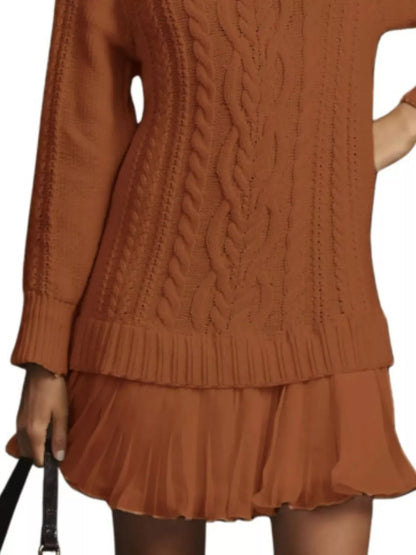 Full Size Cable-Knit Mini Sweater Dress Plus Size The Nichole Collection