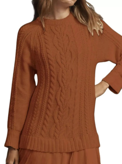 Full Size Cable-Knit Mini Sweater Dress Plus Size The Nichole Collection