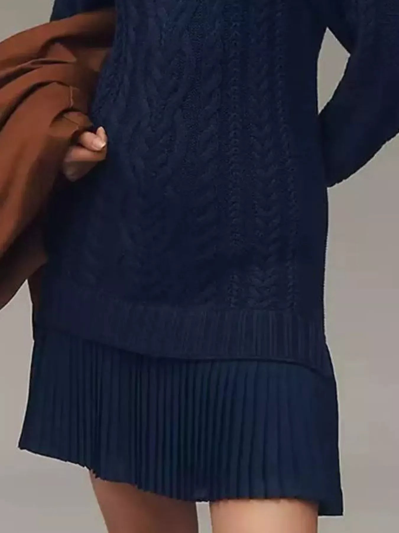 Full Size Cable-Knit Mini Sweater Dress Plus Size The Nichole Collection