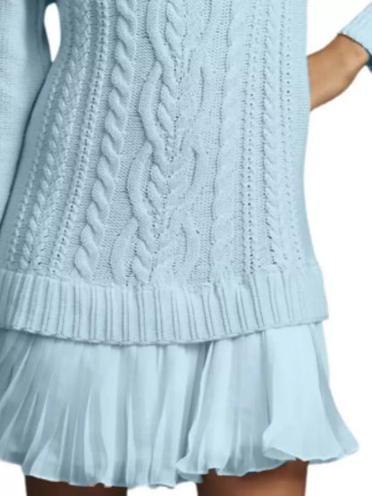 Full Size Cable-Knit Mini Sweater Dress Plus Size The Nichole Collection