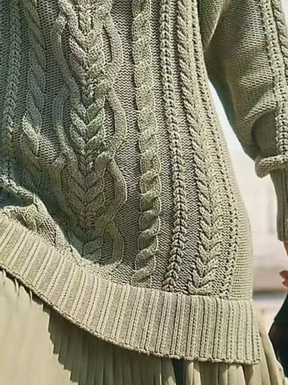 Full Size Cable-Knit Mini Sweater Dress Plus Size The Nichole Collection