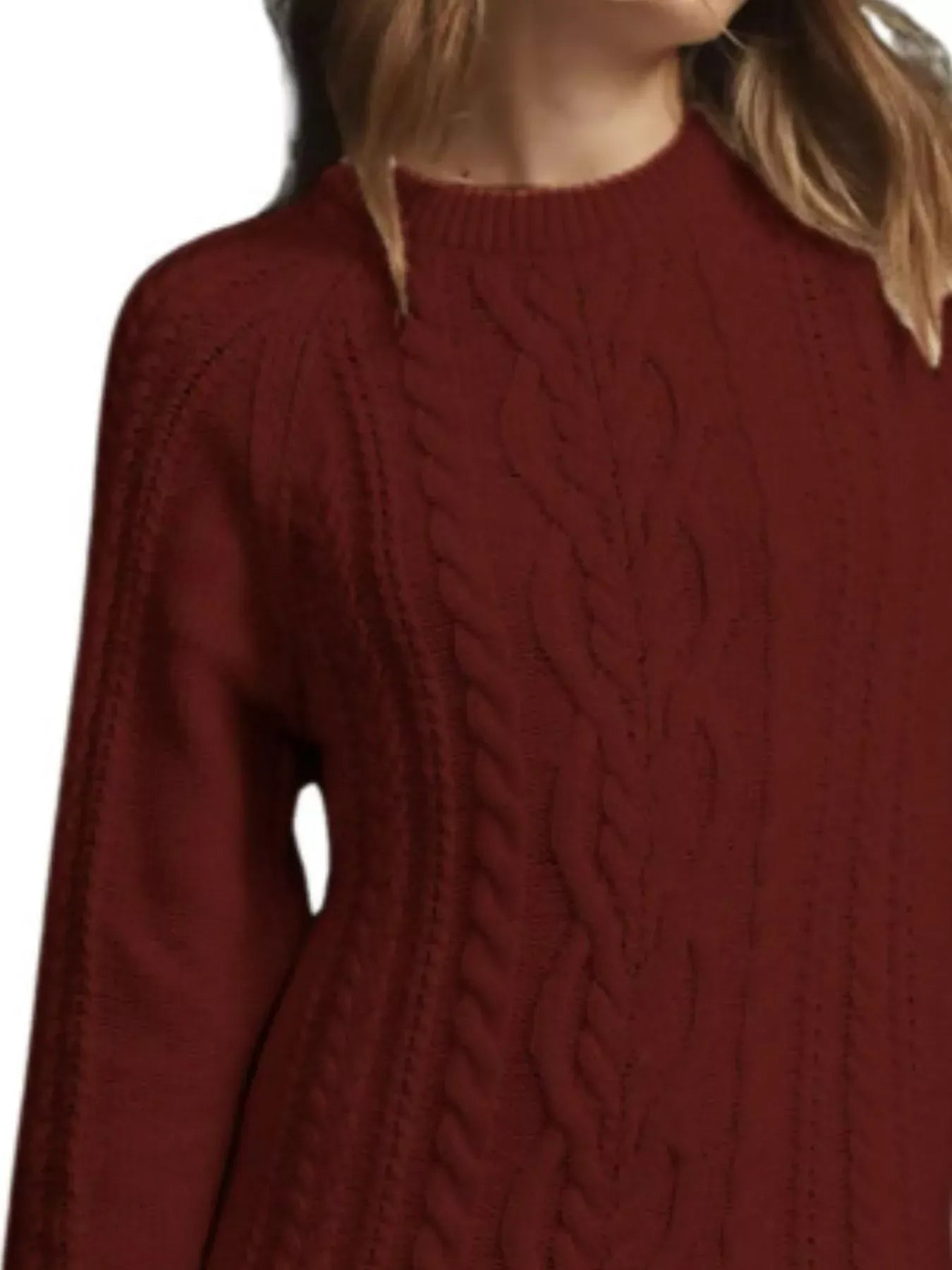 Full Size Cable-Knit Mini Sweater Dress Plus Size The Nichole Collection