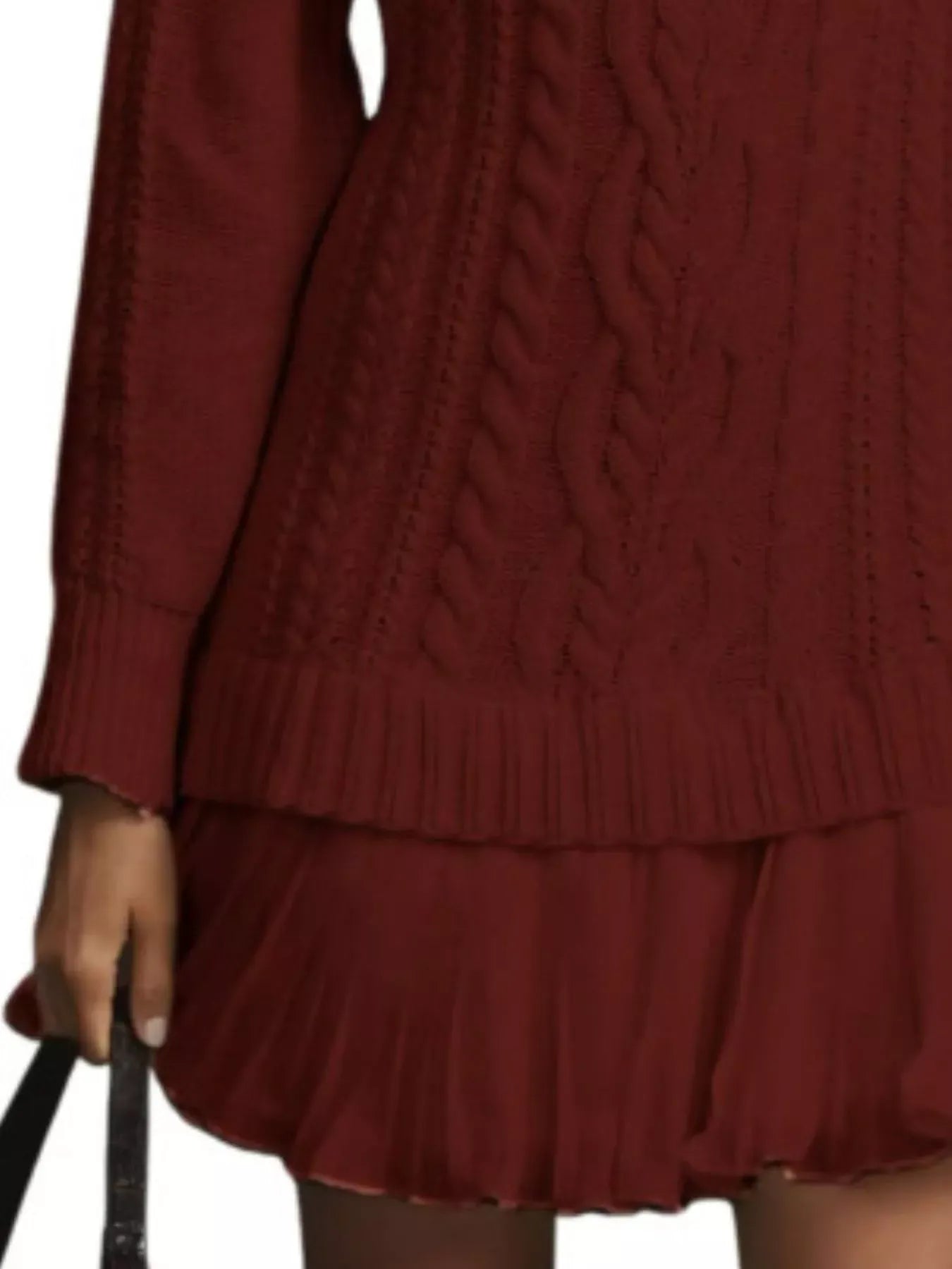 Full Size Cable-Knit Mini Sweater Dress Plus Size The Nichole Collection