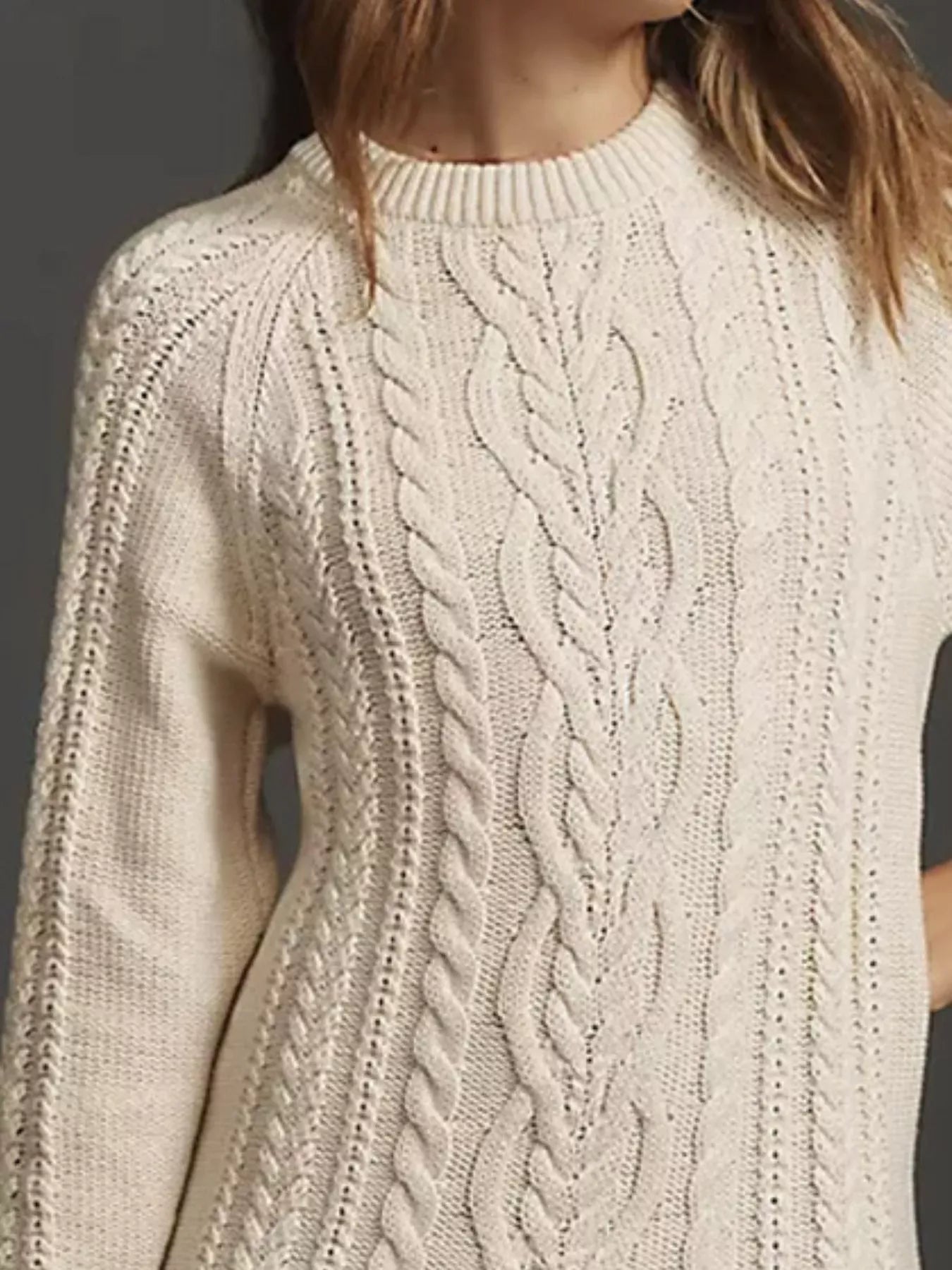 Full Size Cable-Knit Mini Sweater Dress Plus Size The Nichole Collection