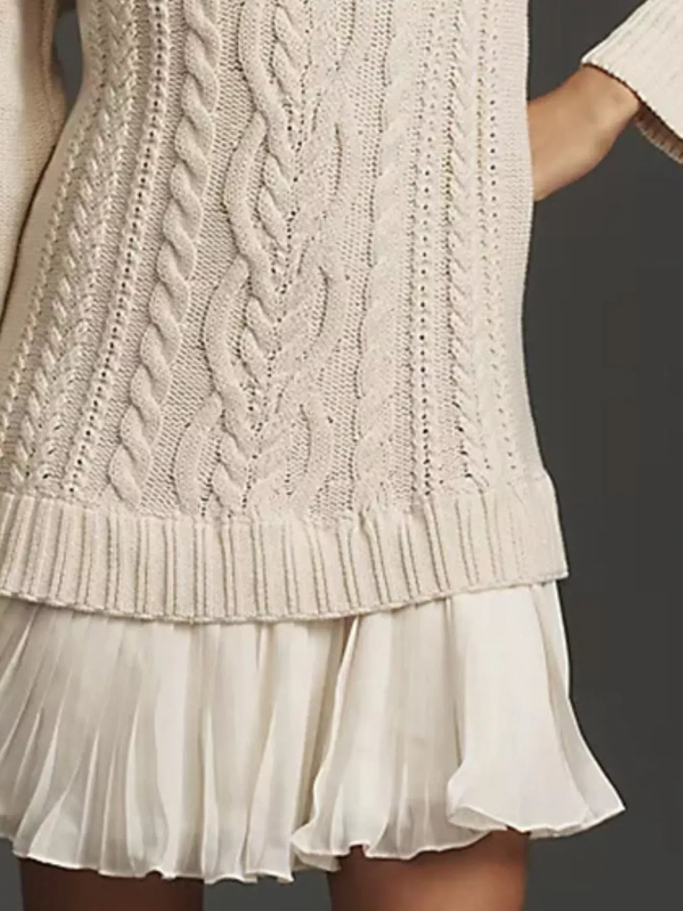 Full Size Cable-Knit Mini Sweater Dress Plus Size The Nichole Collection