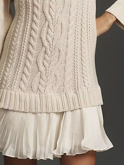 Full Size Cable-Knit Mini Sweater Dress Plus Size The Nichole Collection