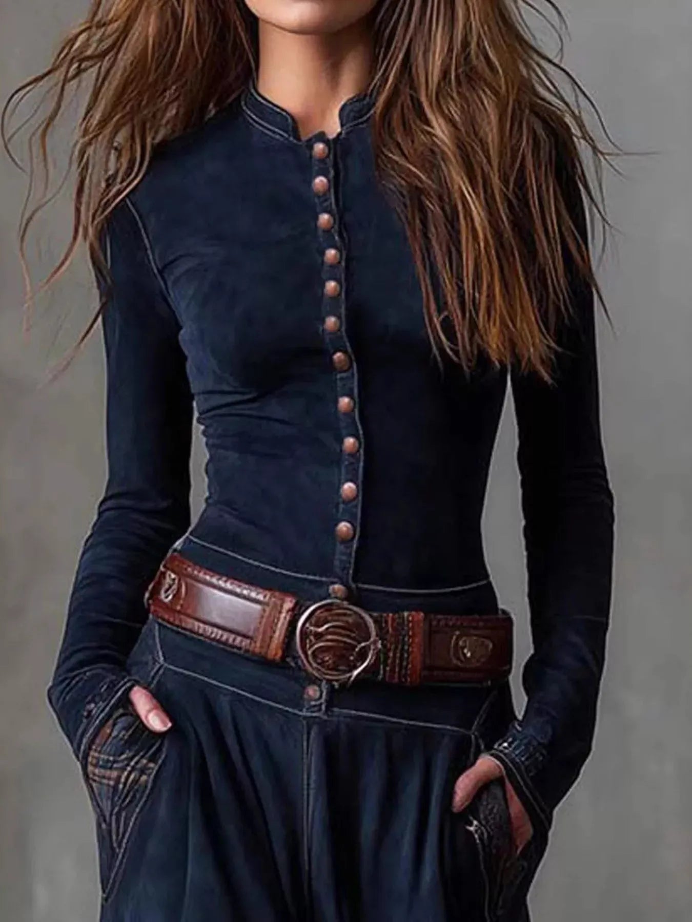 Full Size Plaid Button Front Long Sleeve Dress Plus Size The Nichole Collection