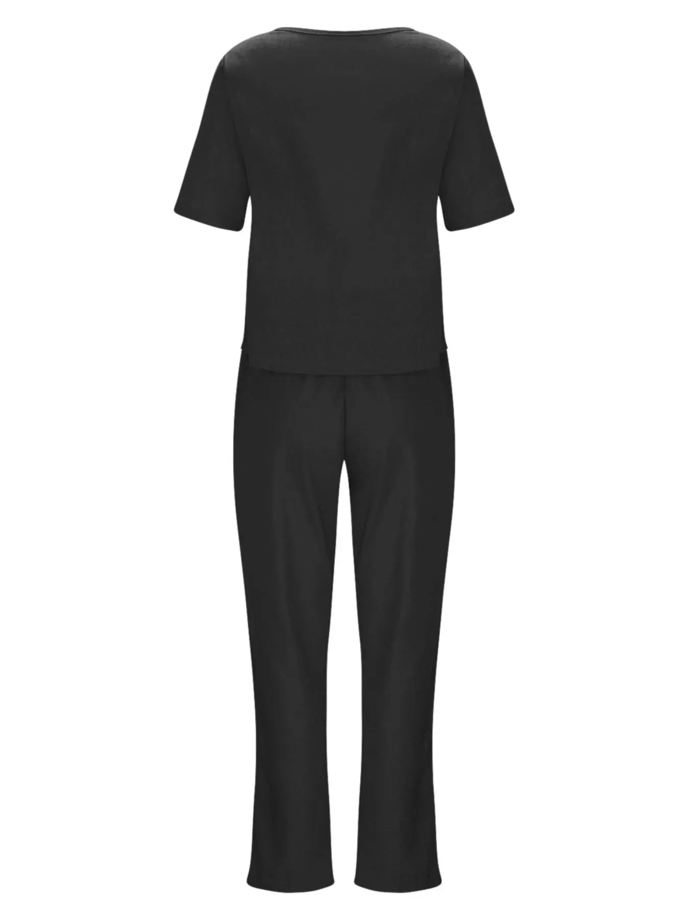 Full Size Round Neck Short Sleeve Top and Pants Set Plus Size The Nichole Collection