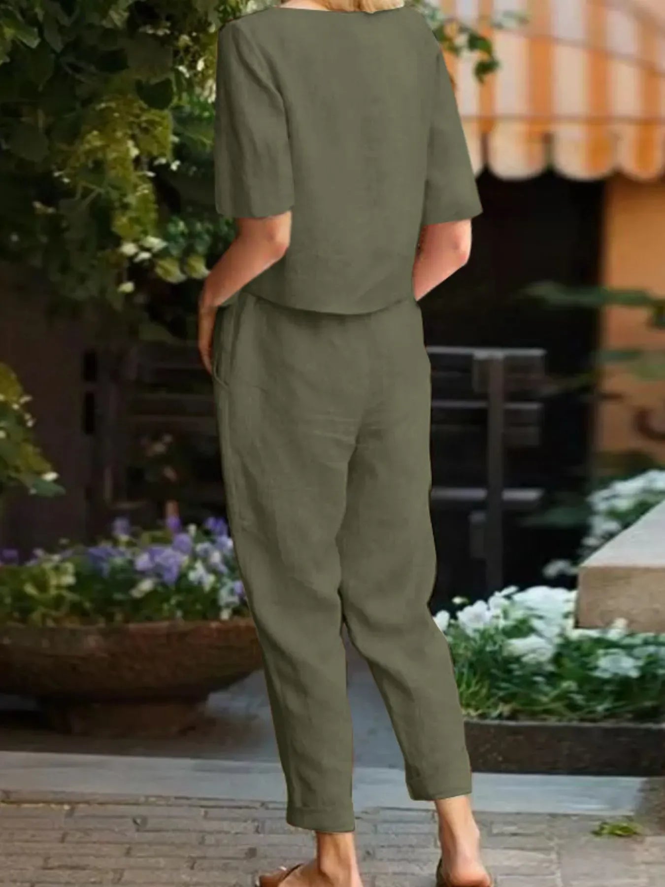 Full Size Round Neck Short Sleeve Top and Pants Set Plus Size The Nichole Collection