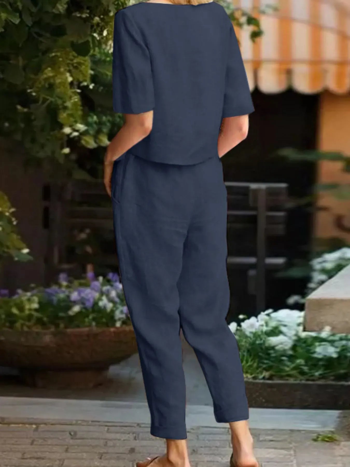 Full Size Round Neck Short Sleeve Top and Pants Set Plus Size The Nichole Collection