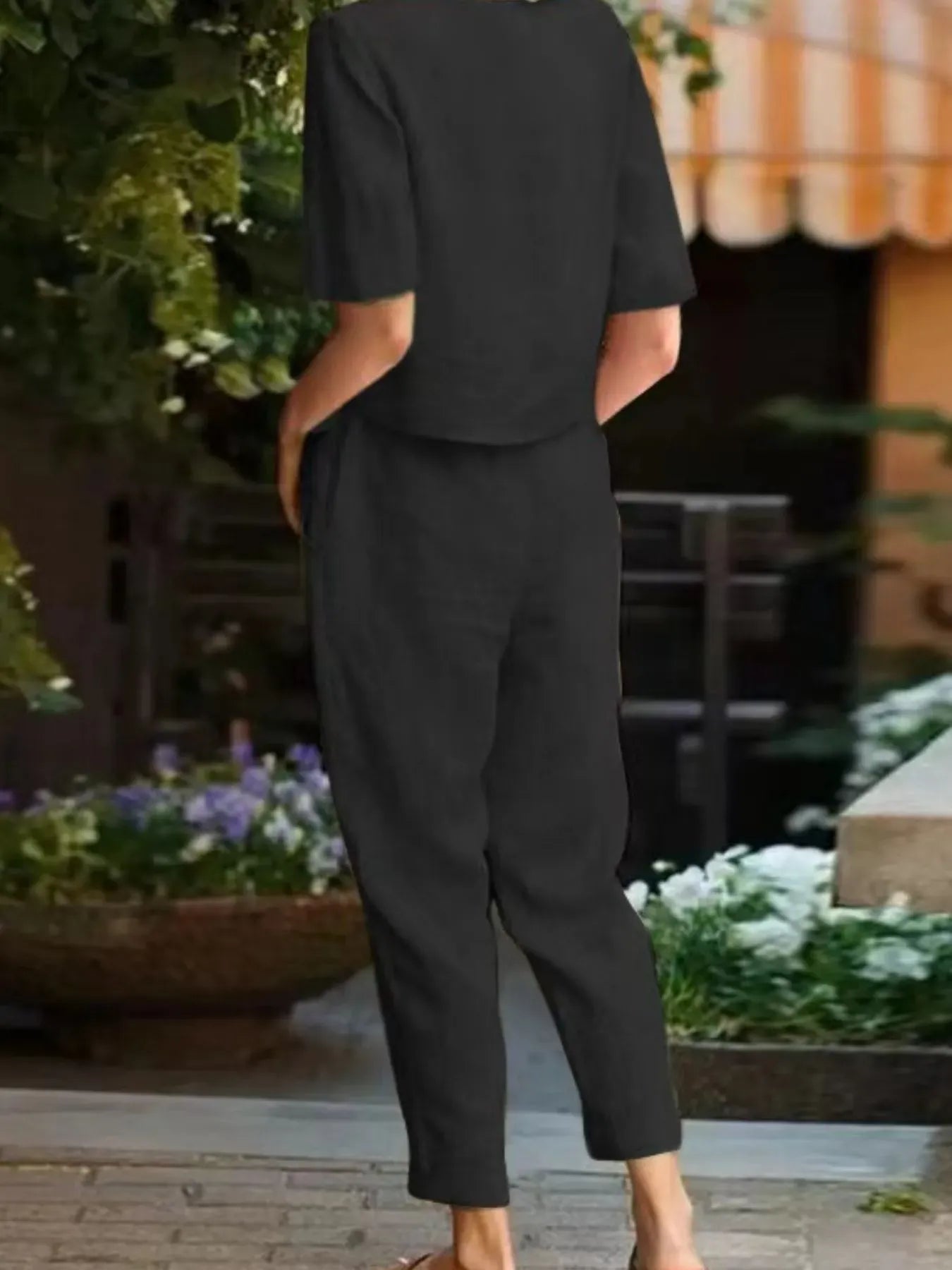 Full Size Round Neck Short Sleeve Top and Pants Set Plus Size The Nichole Collection