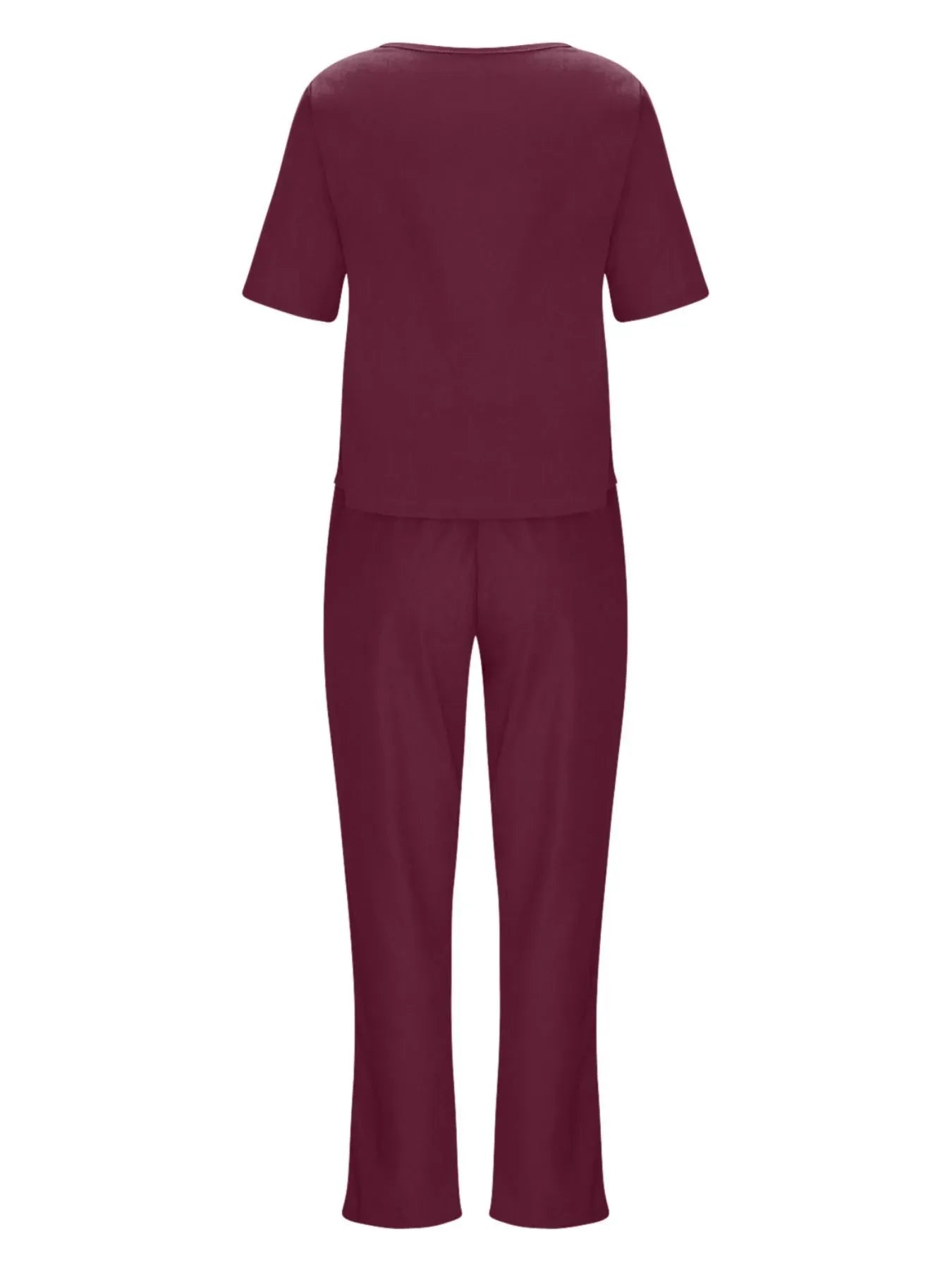 Full Size Round Neck Short Sleeve Top and Pants Set Plus Size The Nichole Collection